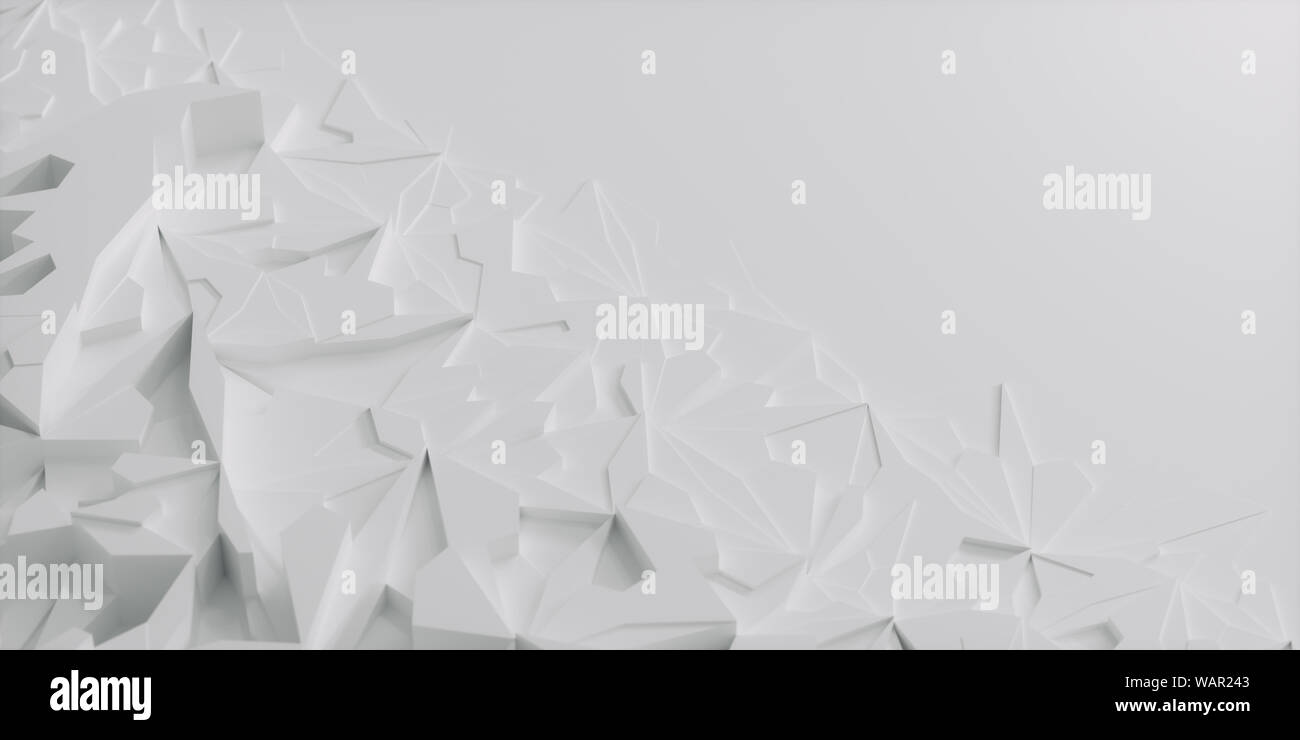 Background Illustration With Low Poly Ice Block Geometry, Pure White 