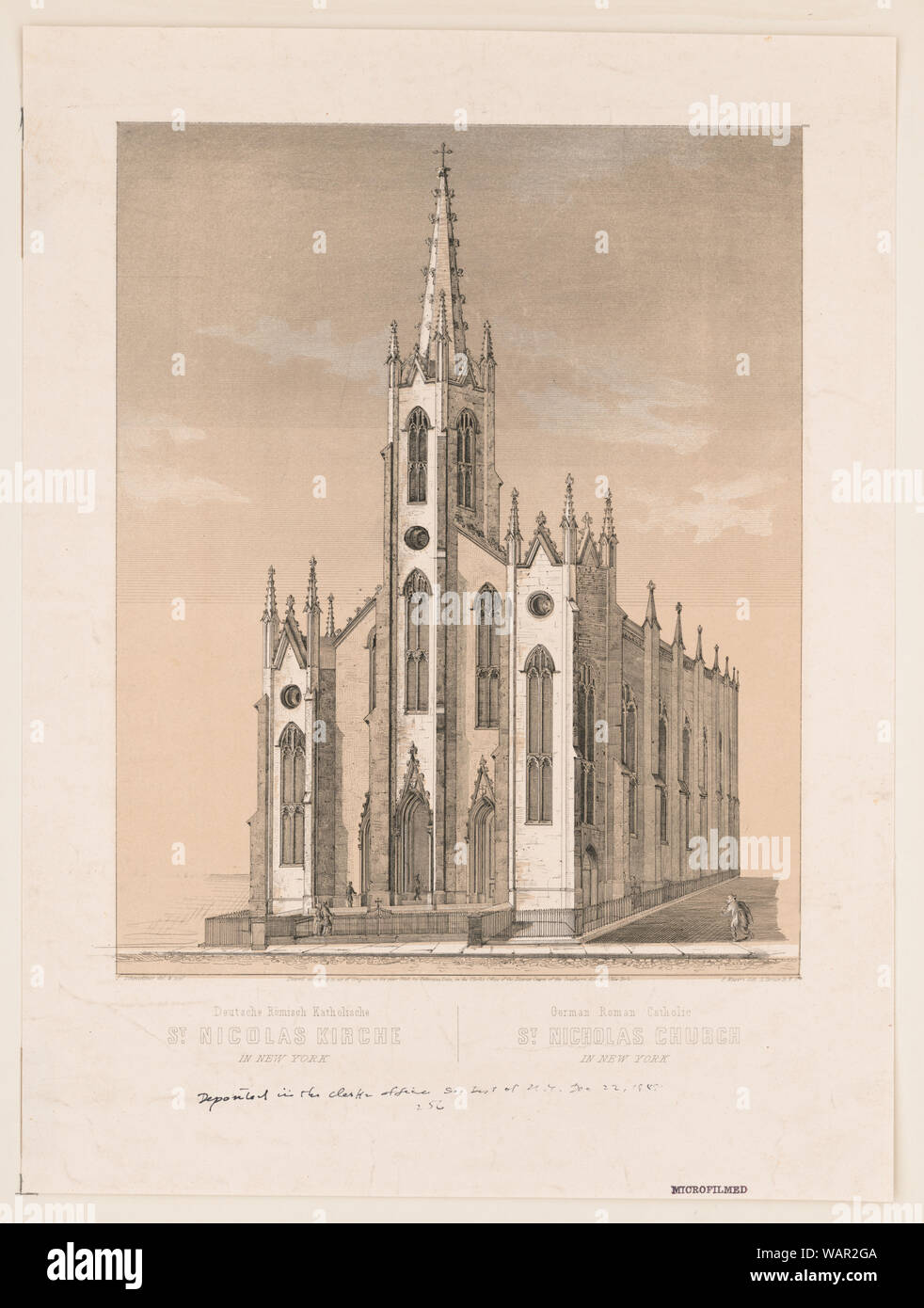 Deutsche Romisch Katholische. St. Nicholas Kirche in New York. German Roman Catholic St. Nicholas Church in New York Stock Photo