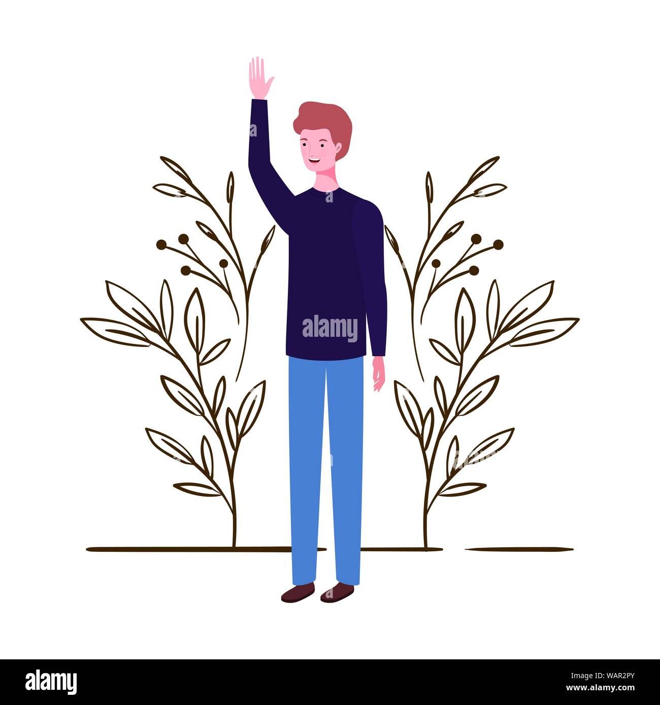 young man standing with landscape background Stock Vector Image & Art ...