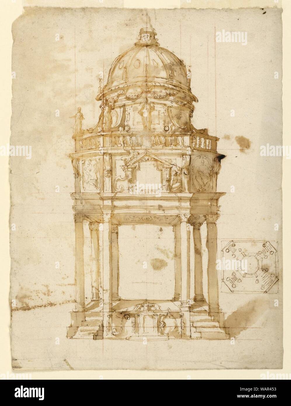 Drawing, Design for a Catafalque, after 1630 Stock Photo - Alamy