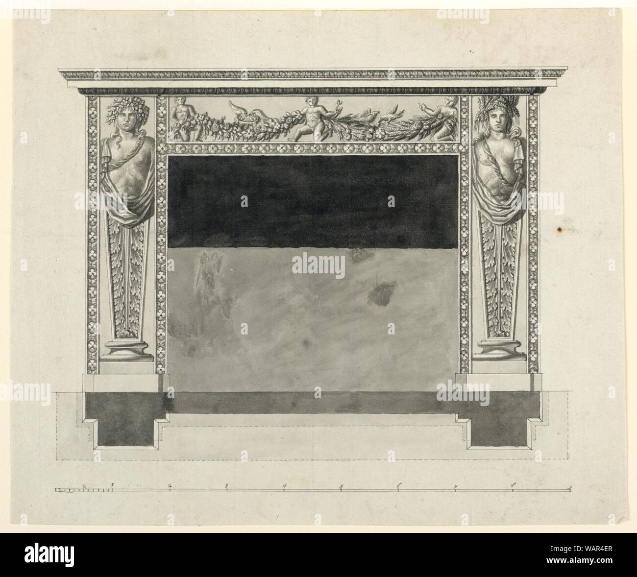 Drawing, Design for a Chimneypiece, ca. 1800 Stock Photo