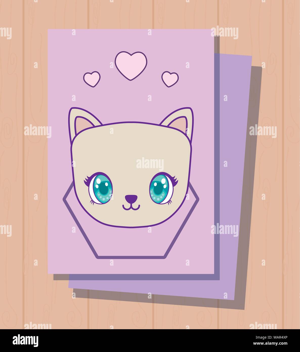 head of cute cat baby animal kawaii style vector illustration design ...
