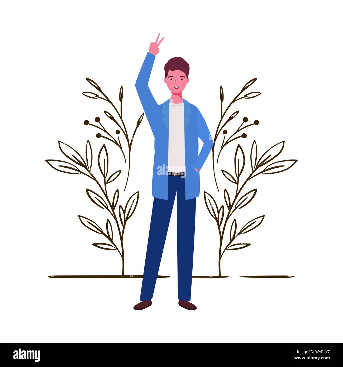 young man standing with landscape background Stock Vector Image & Art ...
