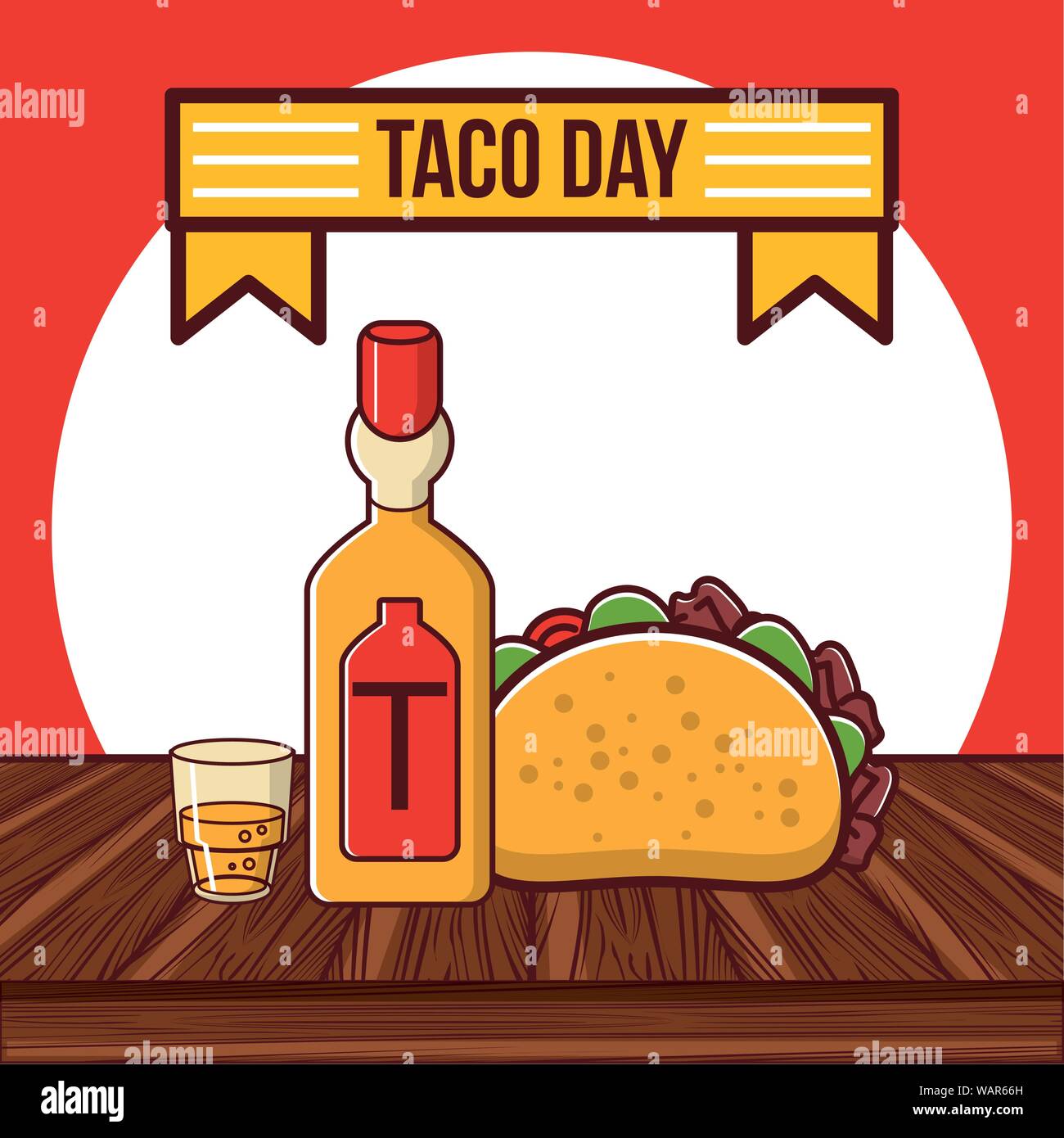 Taco Day Mexican Food Cartoon Stock Vector Image Art Alamy
