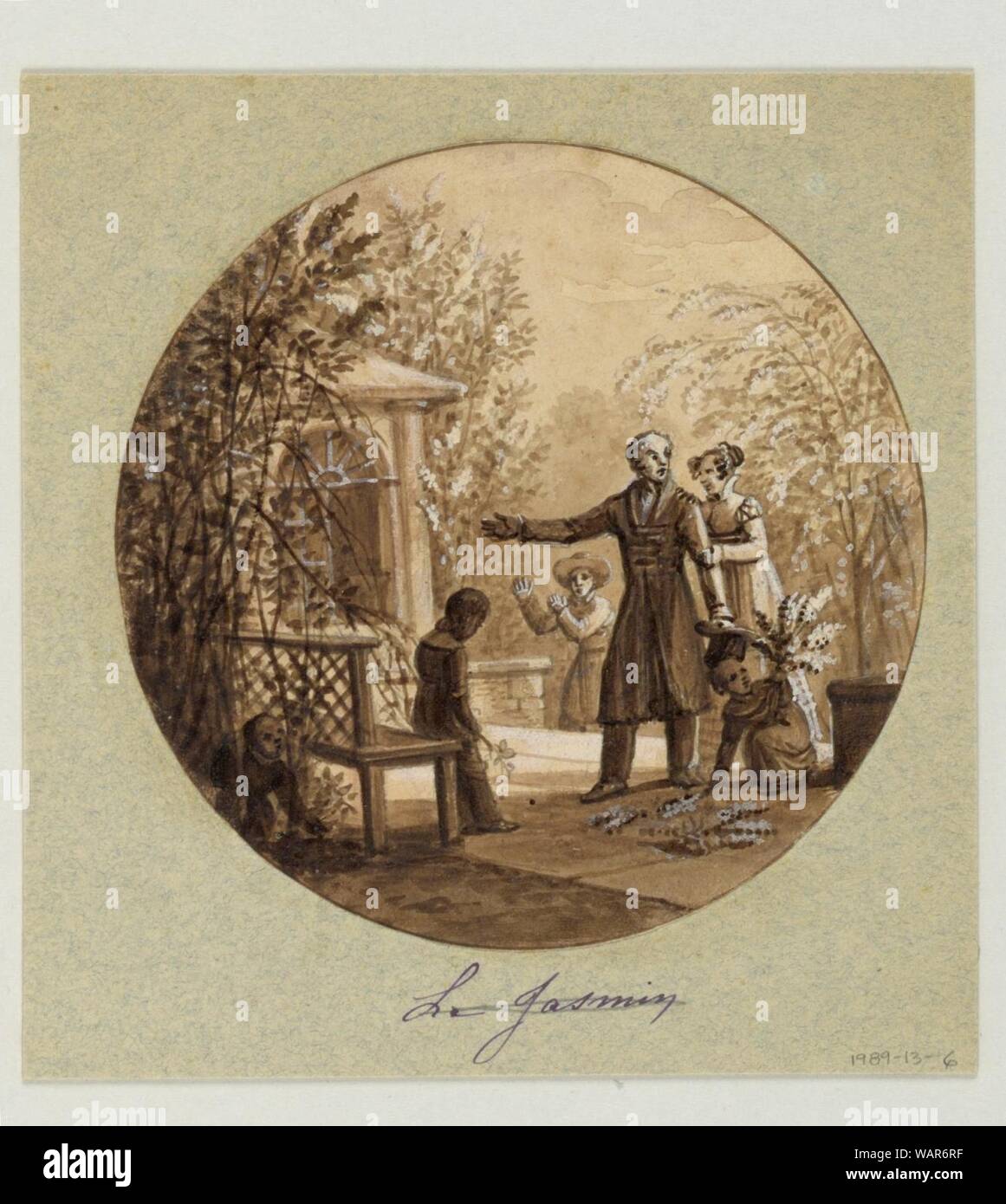 Drawing, Design for a Painted Porcelain Plate, Le Jasmin (Jasmine) from the Service de la Culture des Fleurs (Cultivation of Flowers Service), 1821–24 Stock Photo