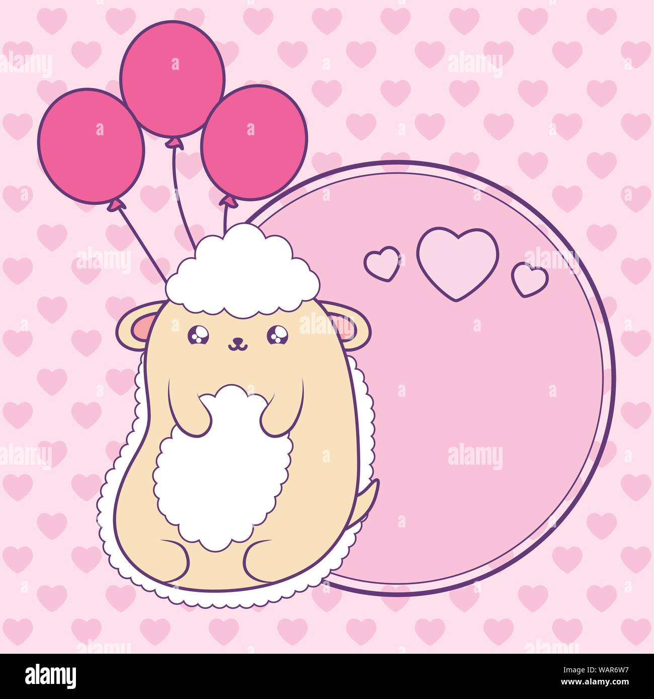 cute sheep baby in card kawaii style vector illustration design Stock ...