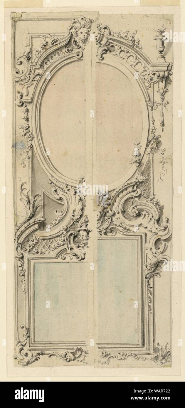 Drawing, Design for a Panel with Two Mirrors, before 1742 Stock Photo