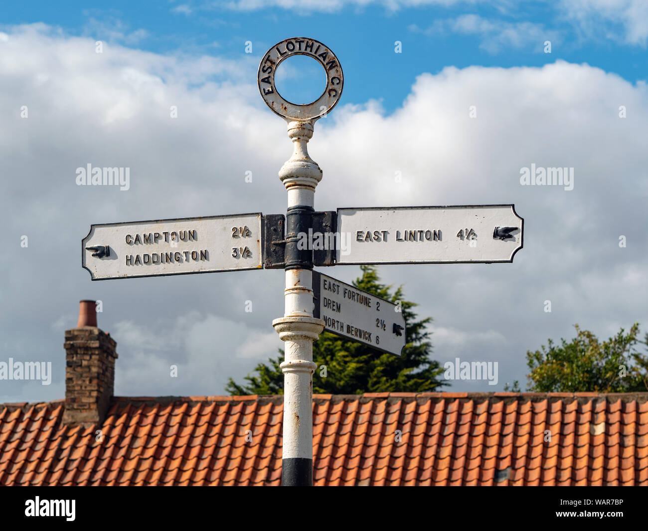 A charming sign post in the village of Athelstaneford, East Lothian