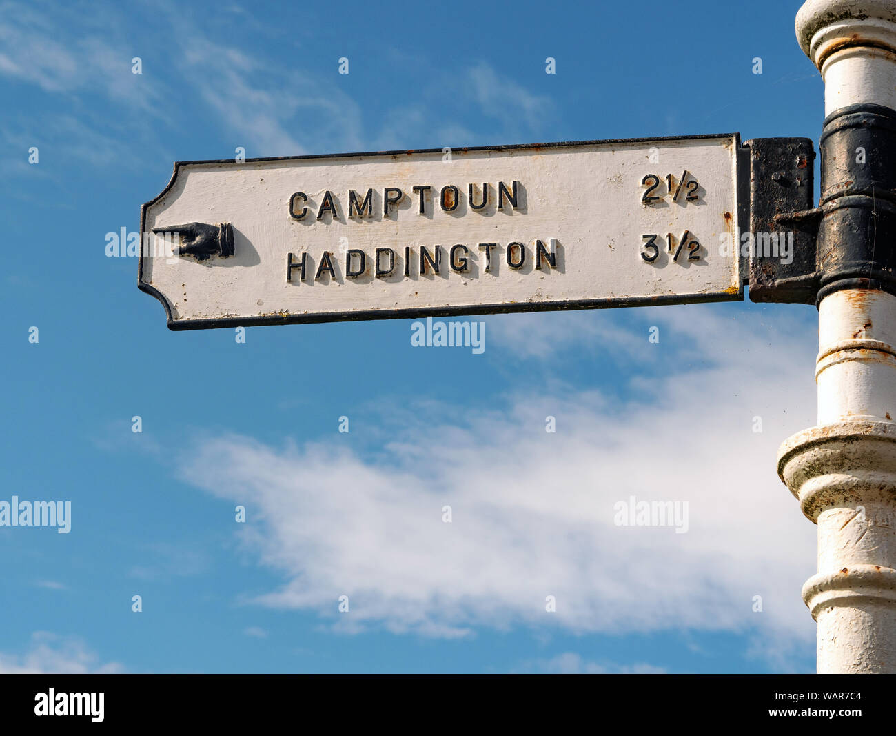 A charming sign post in the village of Athelstaneford, East Lothian