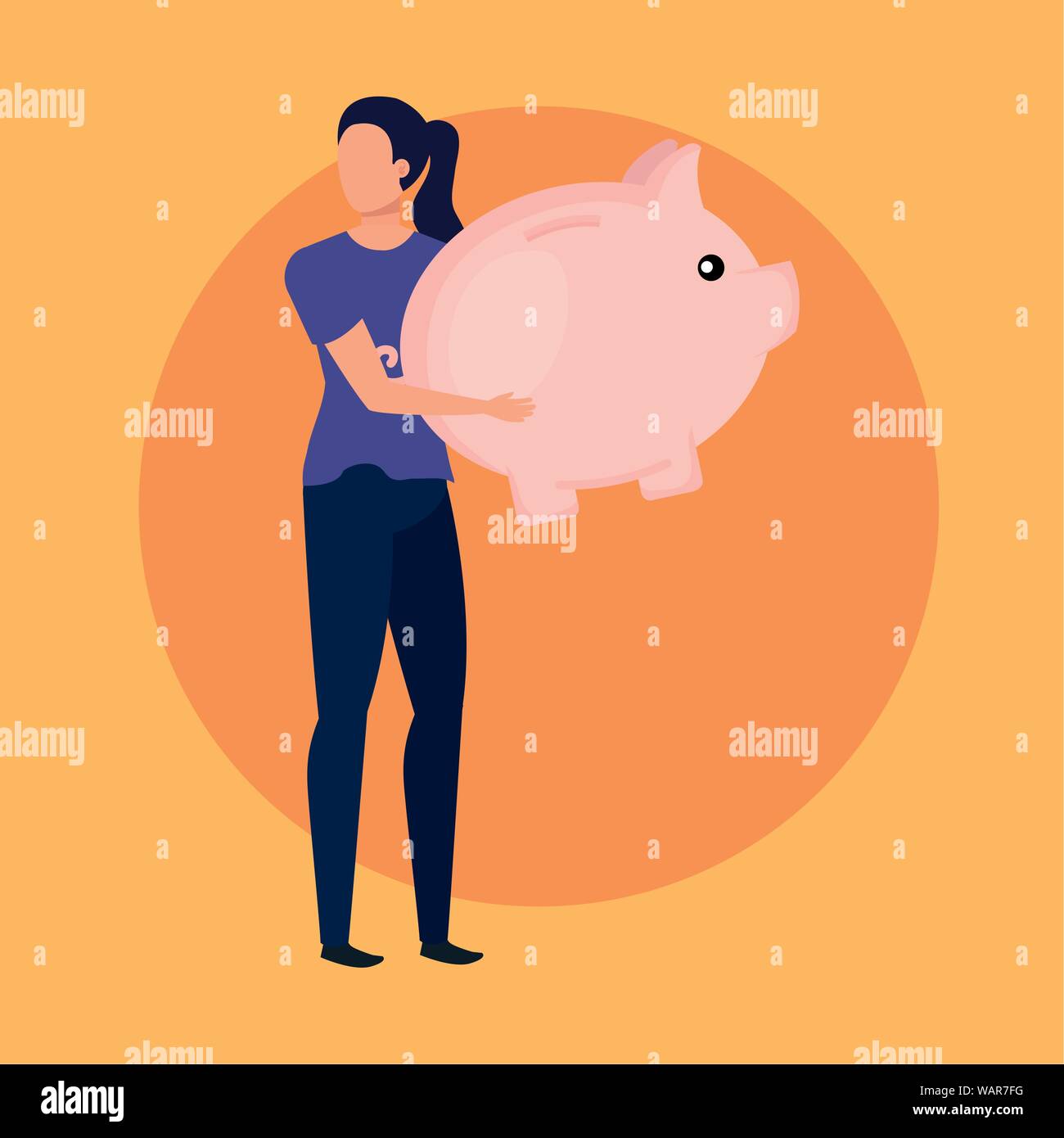 young woman with piggy savings character Stock Vector Image & Art - Alamy