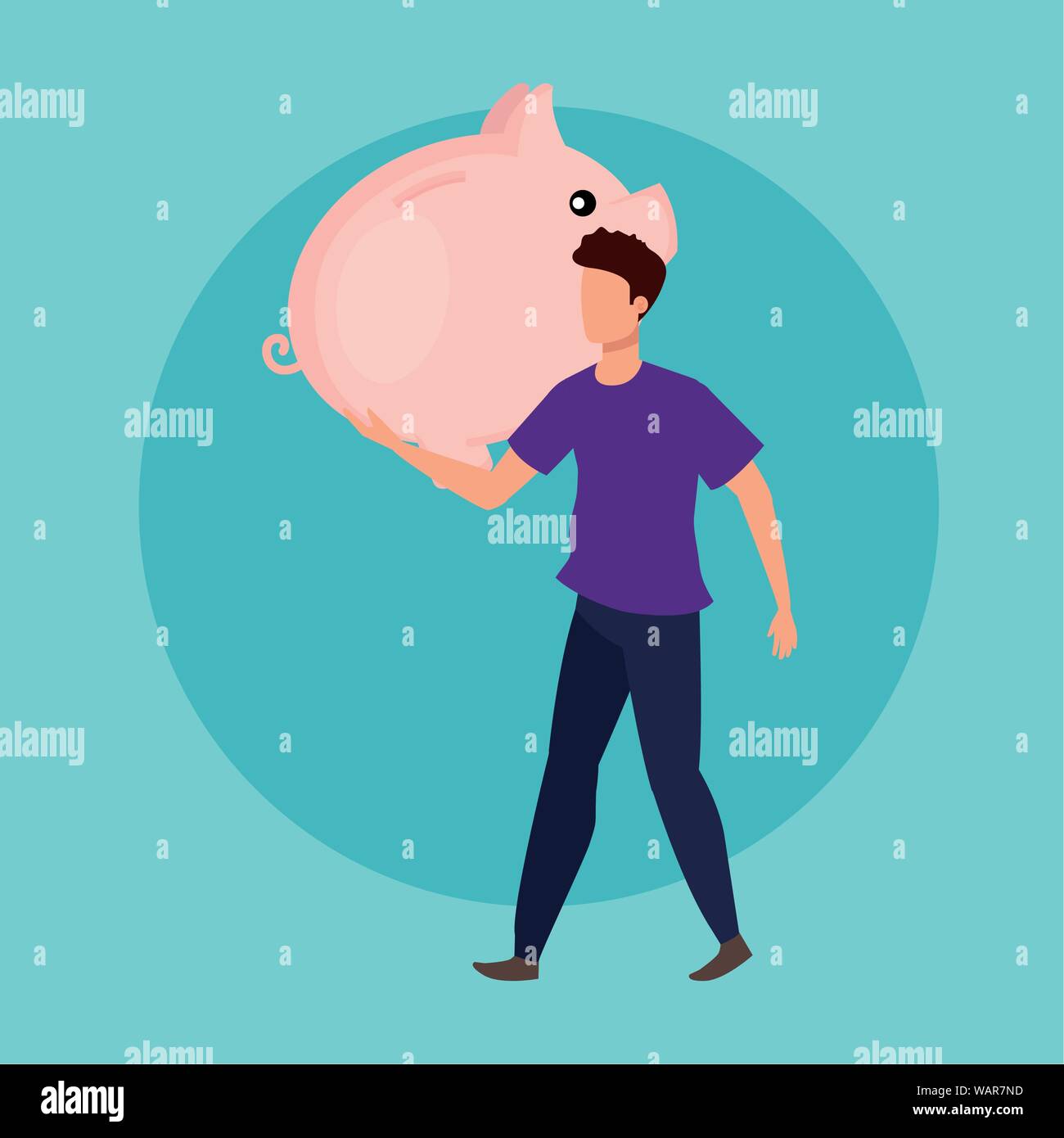 young man with piggy savings character Stock Vector Image & Art - Alamy