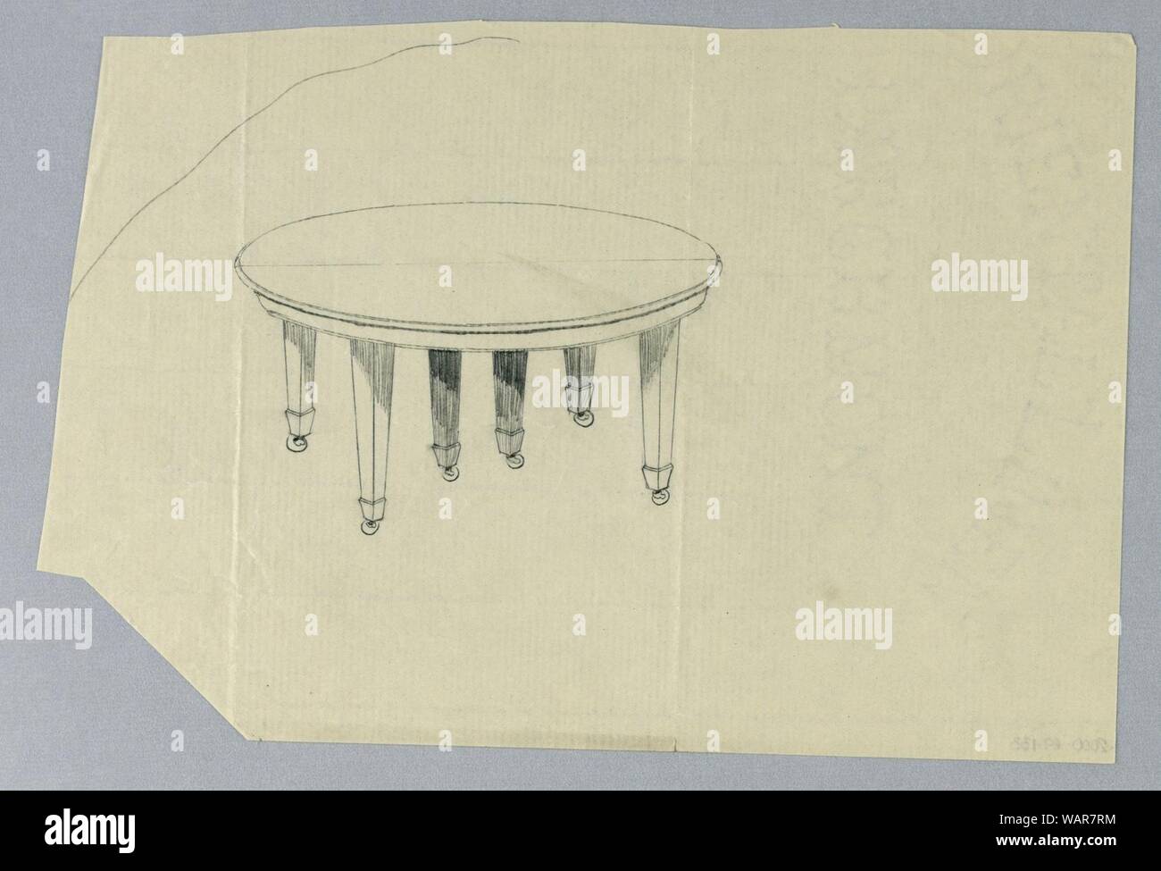 Drawing, Design for a Six-Legged Adjustable Round Table on Casters ...