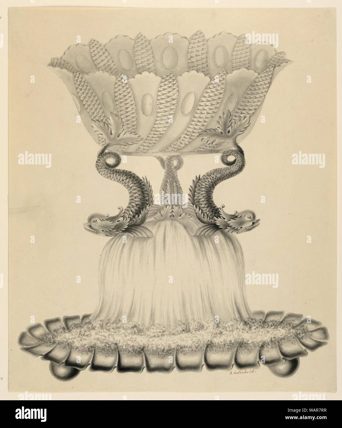 Drawing, Design for a Silver and Crystal Compote, 1827–35 Stock Photo ...