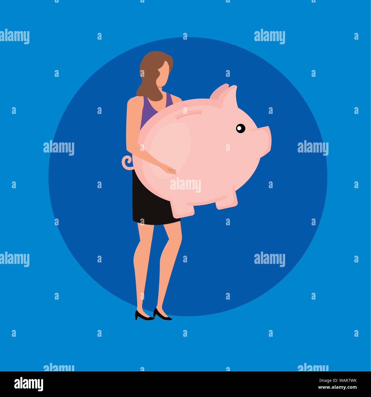 young woman with piggy savings character Stock Vector Image & Art - Alamy