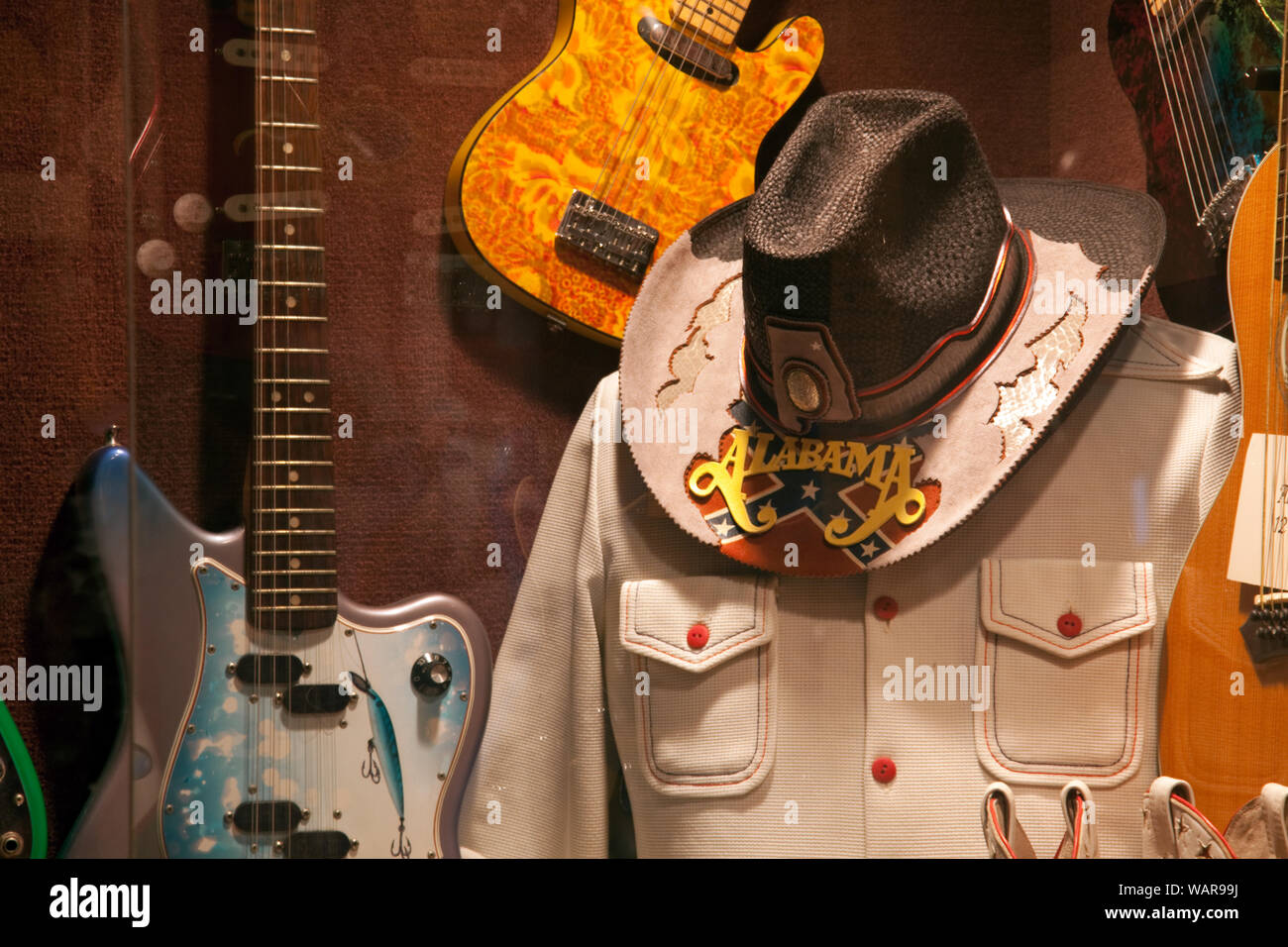 Display of guitars and clothing related to Alabama, a Grammy Award ...