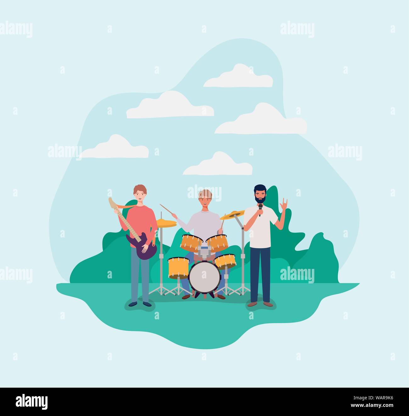 group of men playing instruments in the camp Stock Vector Image & Art ...