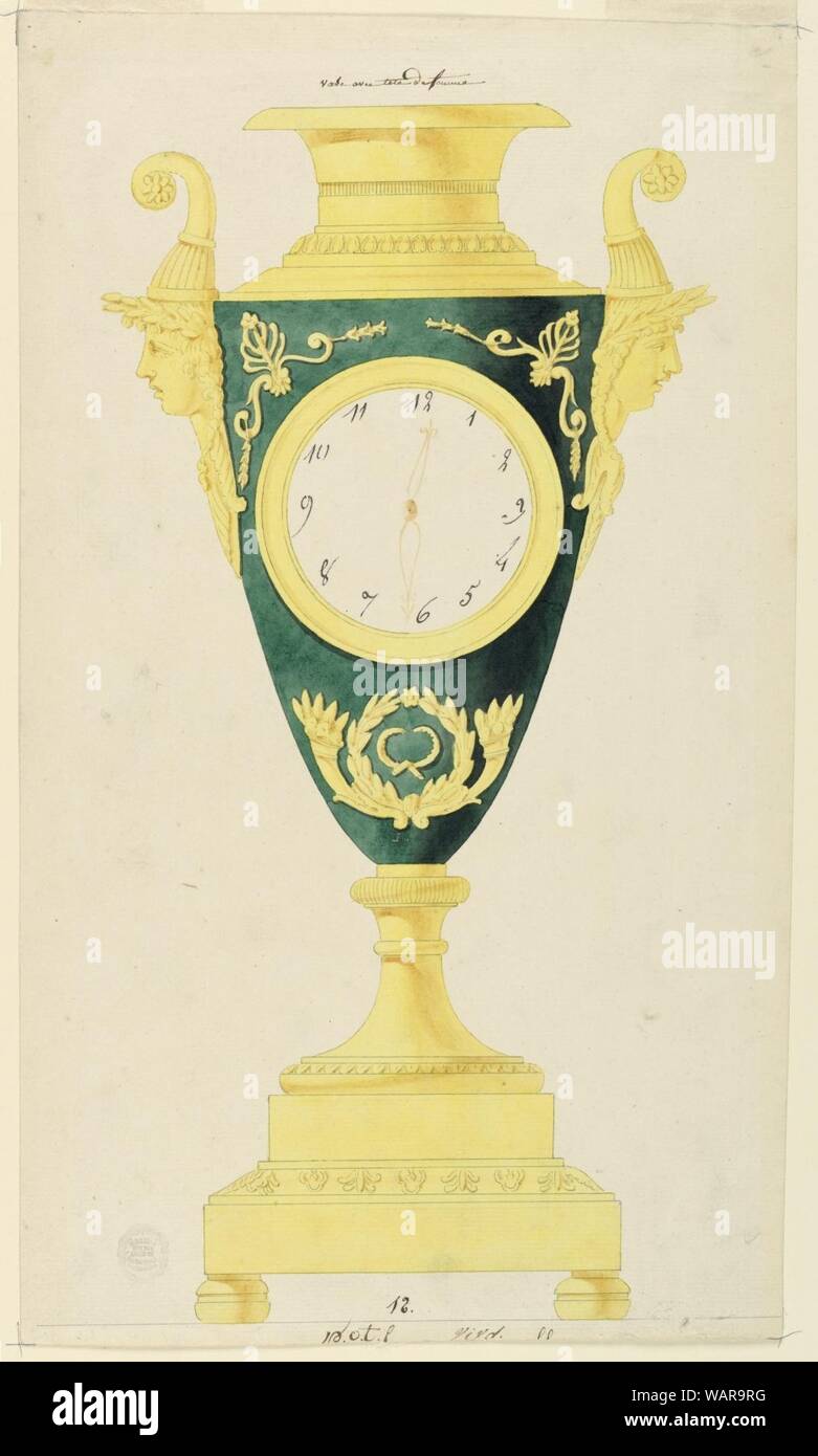 First Clock Designs Drawing, Design for Clock, early 19th century Stock Photo - Alamy