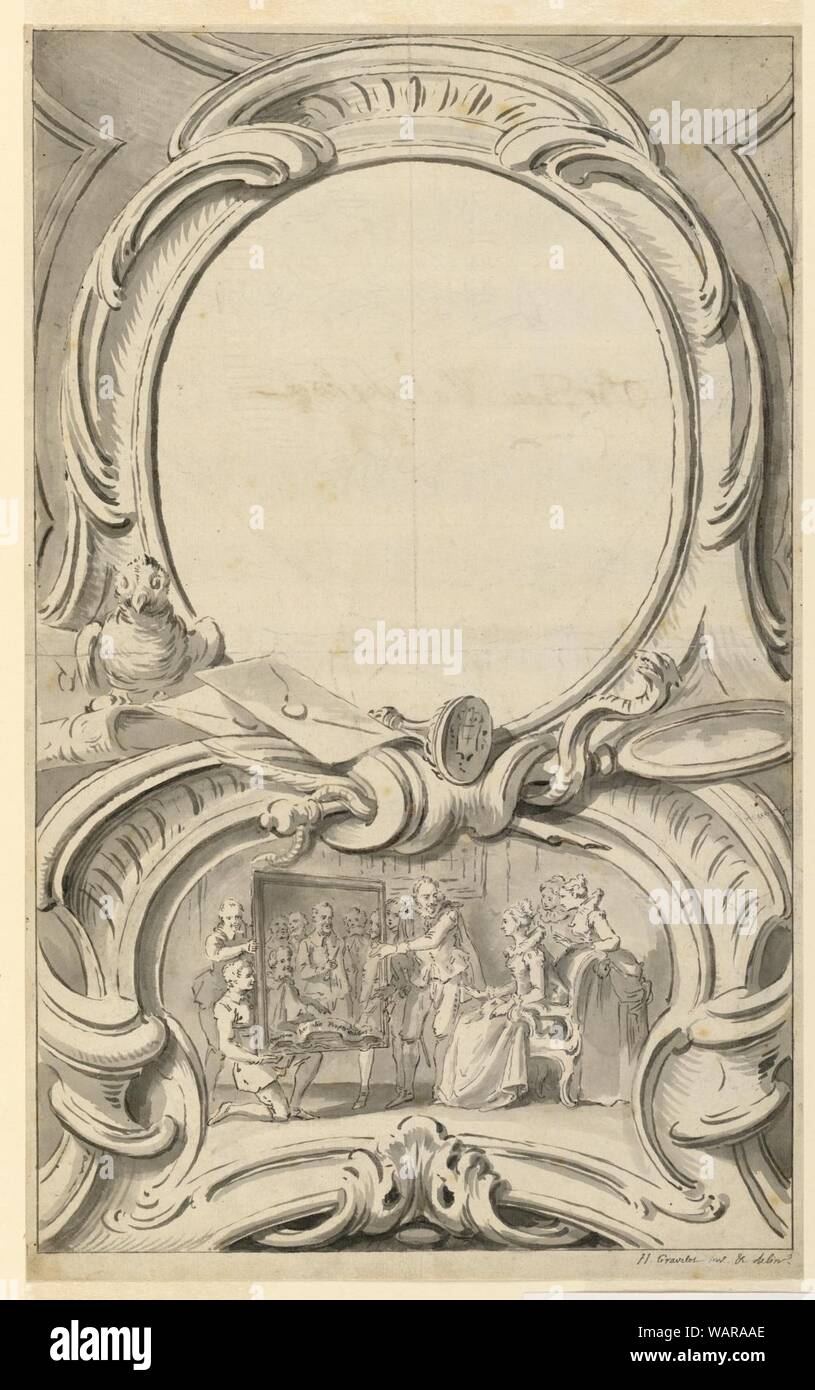 Drawing, Design for Frame Surrounding the Portrait of Sir Francis Walsingham, 1737–38 Stock Photo