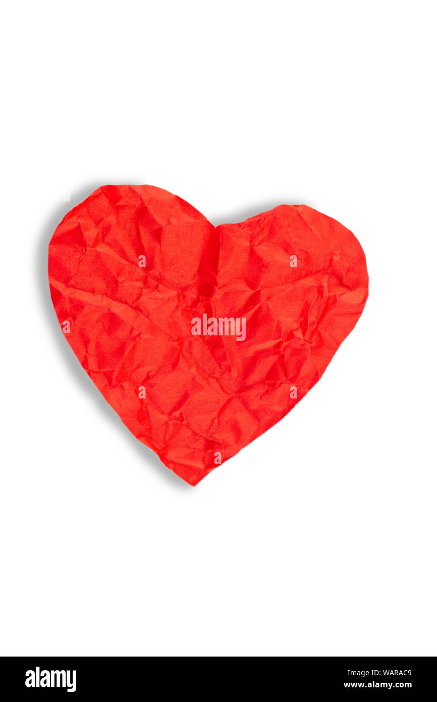 White isolated background with clipping paths close up Red paper heart