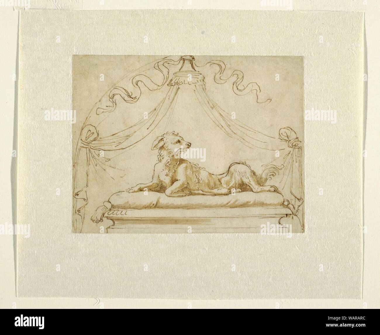 Drawing, Design for Memorial to a Dog, 1531–34 Stock Photo