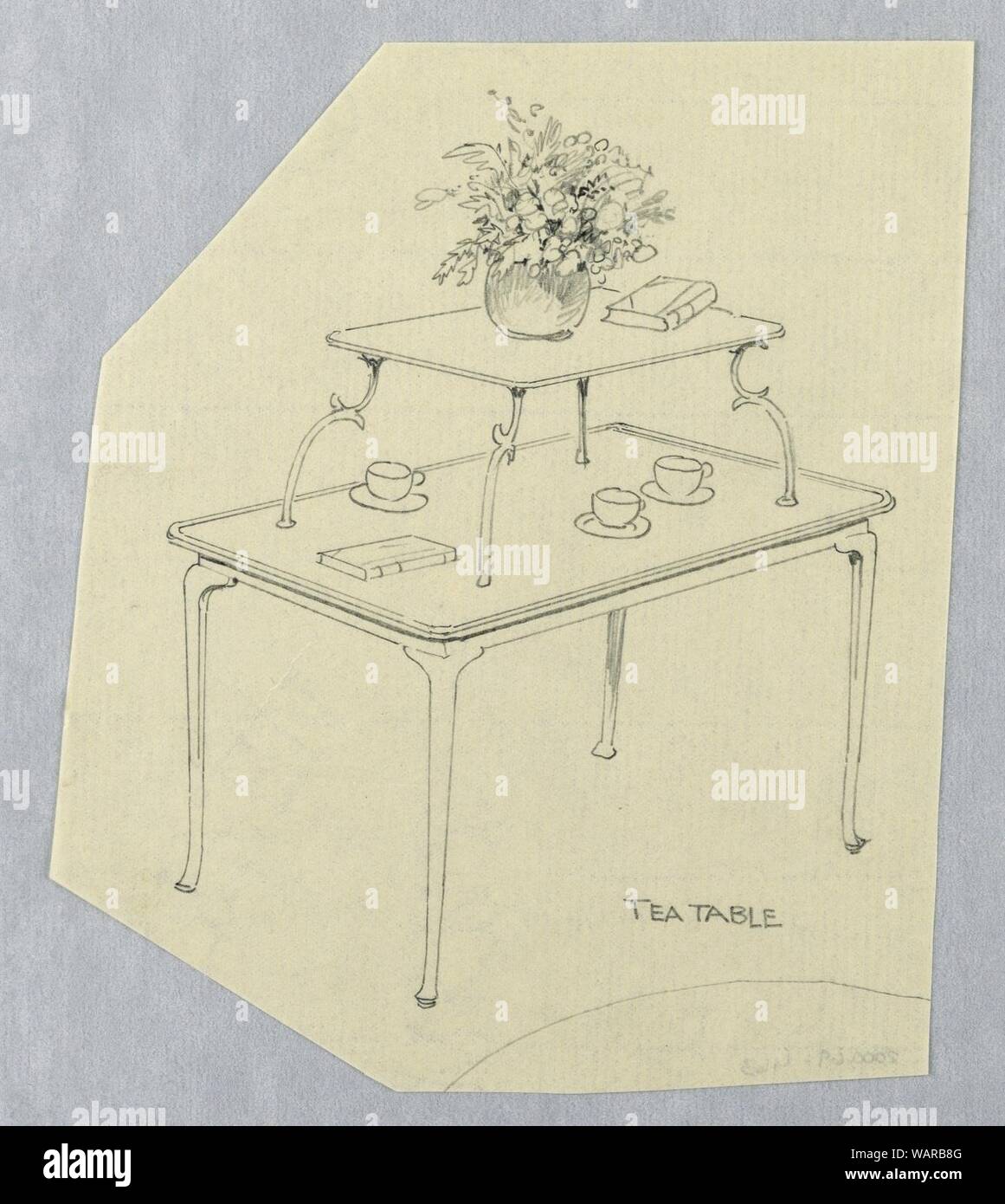 Drawing, Design for Rectangular Tea Table with Removable Tray, 1900–05 ...