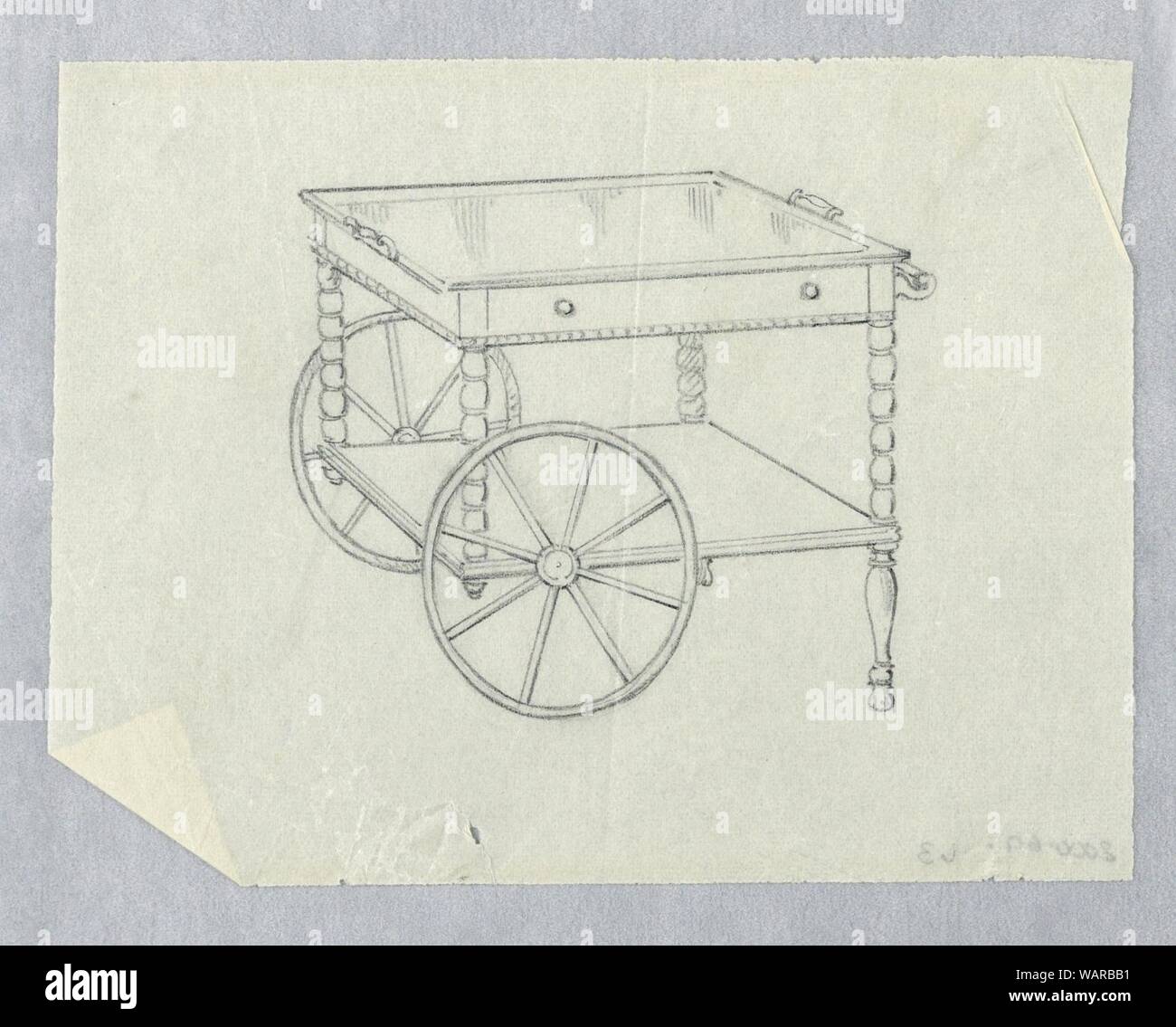 Drawing, Design for Rolling Serving Table with Two Legs, 1900–05 Stock ...
