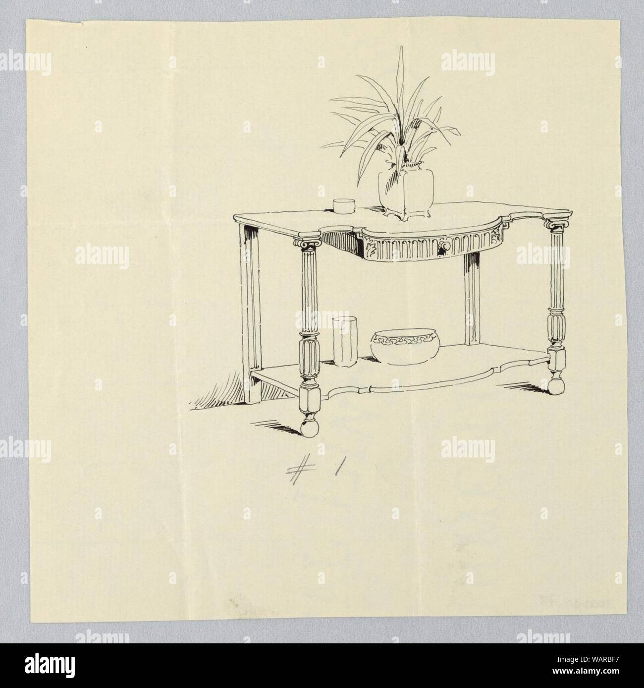 Table Service Drawing Drawing, Design for Serving Table with Columnar Legs, 1900–05 Stock ...