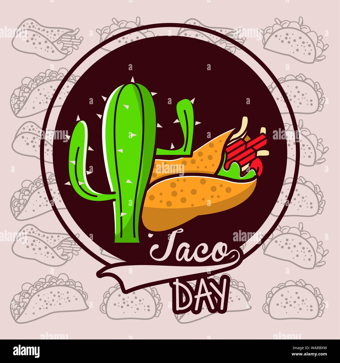 Taco Day Mexican Food Cartoon Stock Vector Image Art Alamy