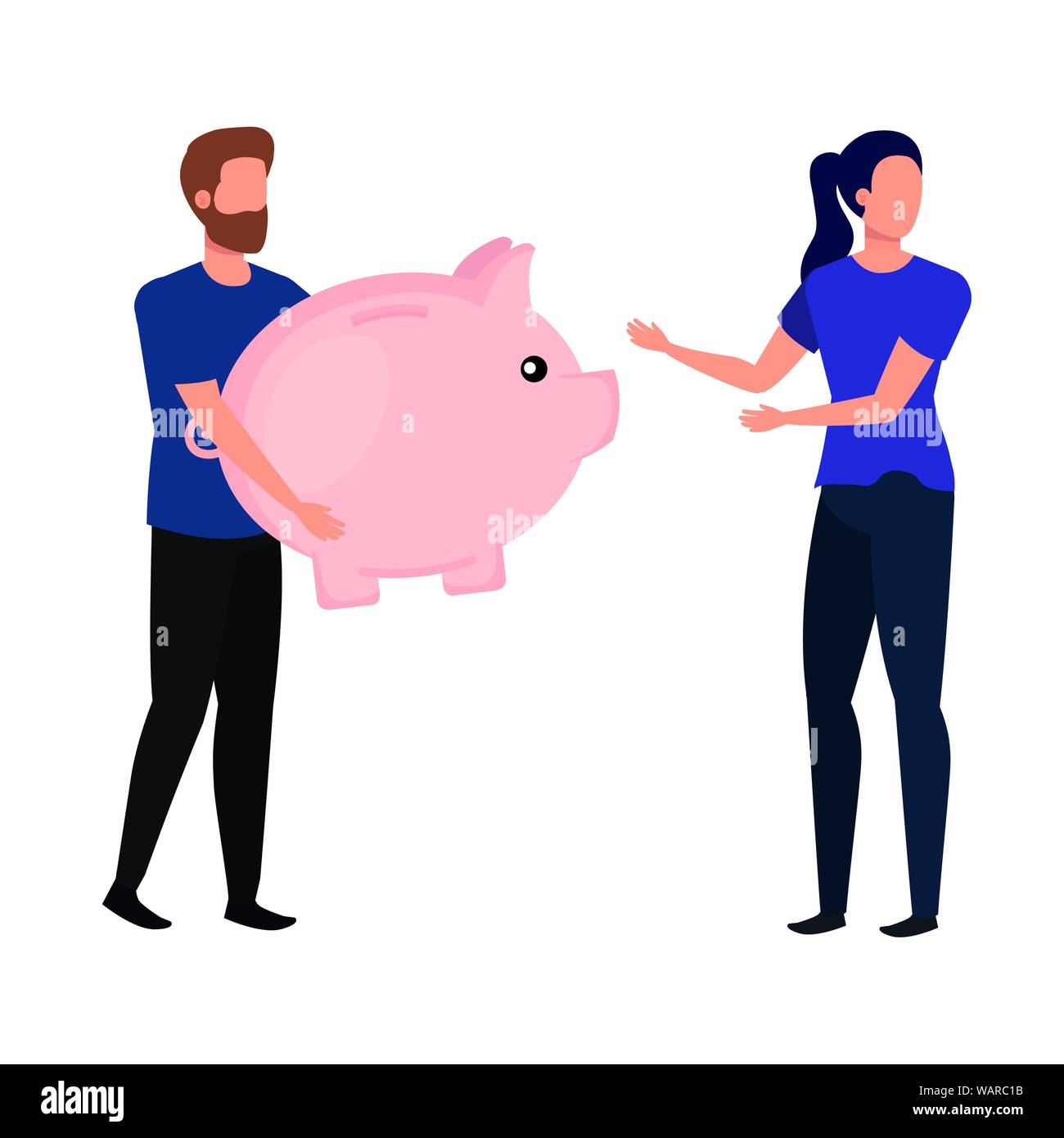 young couple with piggy savings characters Stock Vector Image & Art - Alamy