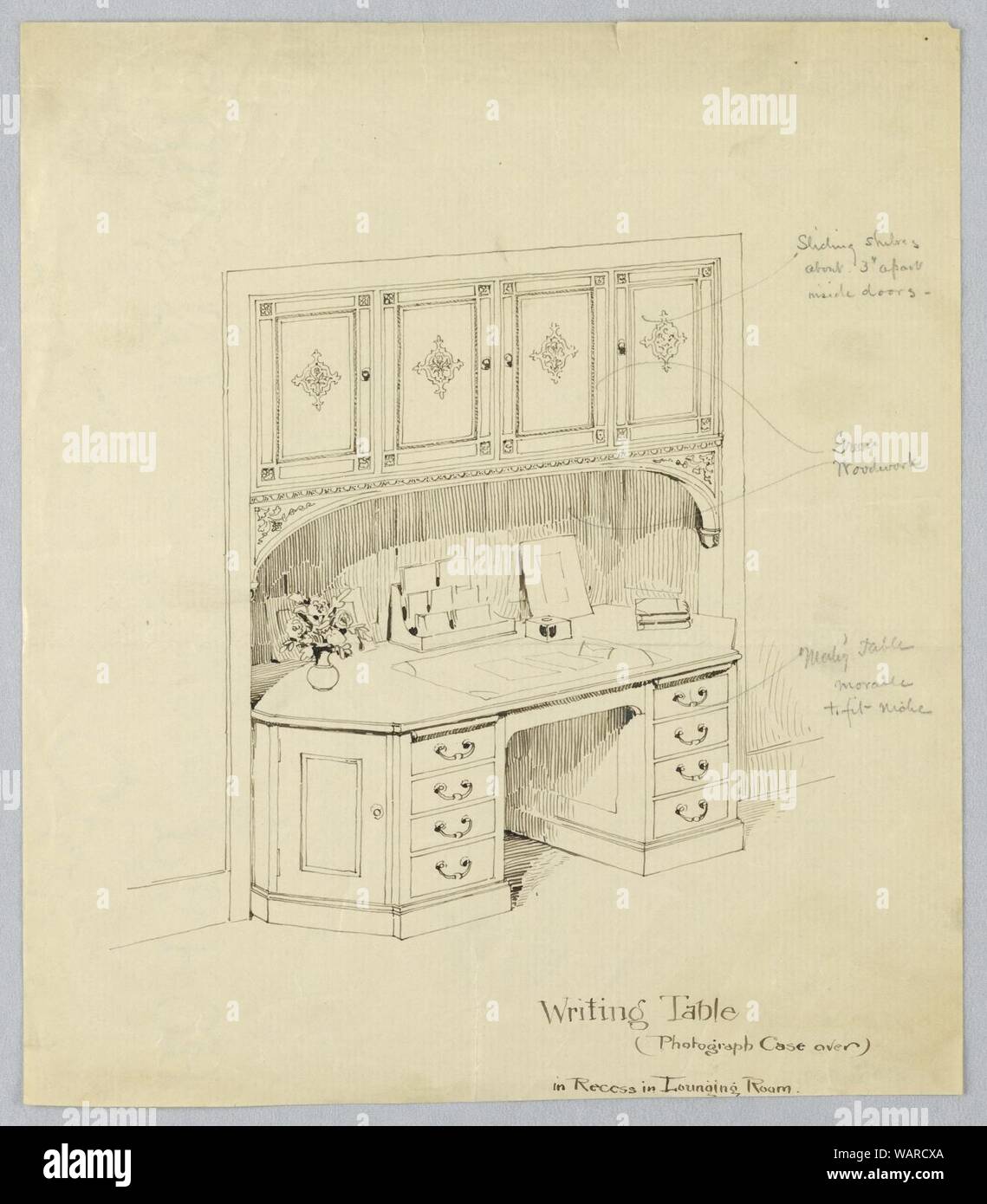 Drawing Design For Writing Desk Built Into Alcove 1900 05 Stock