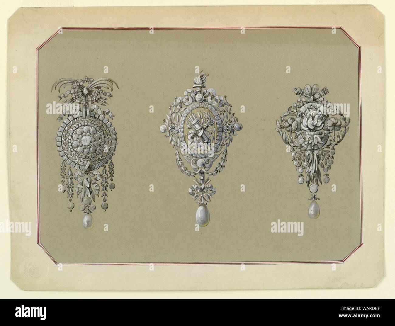 Drawing, Designs for three brooches, 1867 Stock Photo Alamy