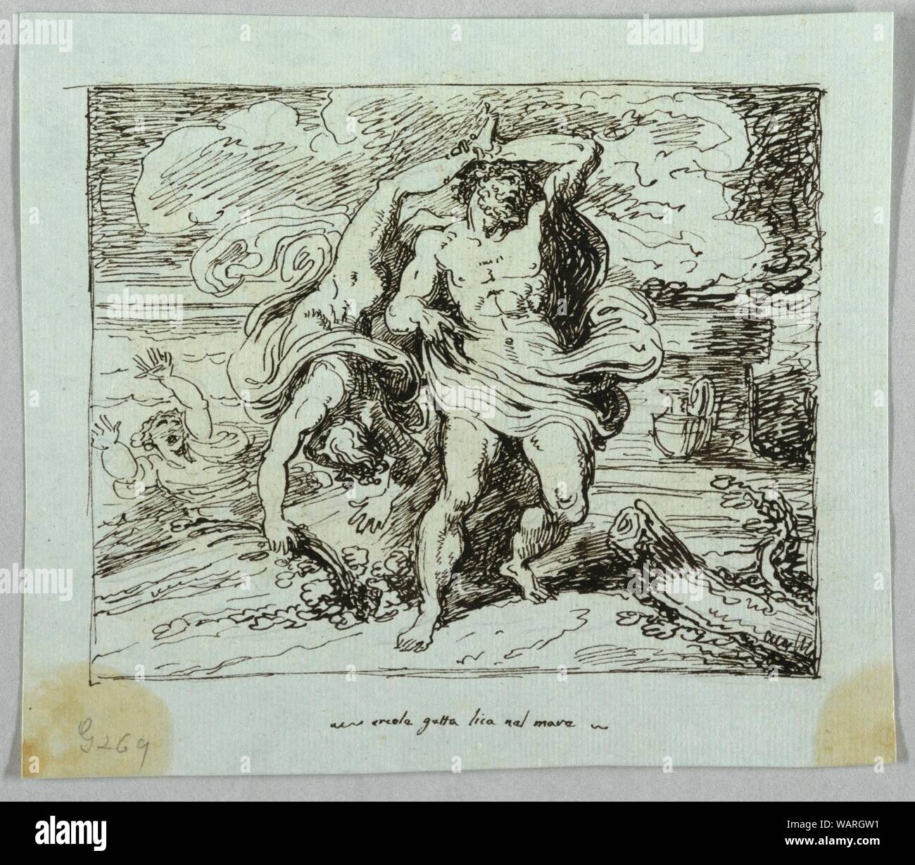 Drawing, Hercules Hurls Lichas into the Sea, 1813 Stock Photo Alamy