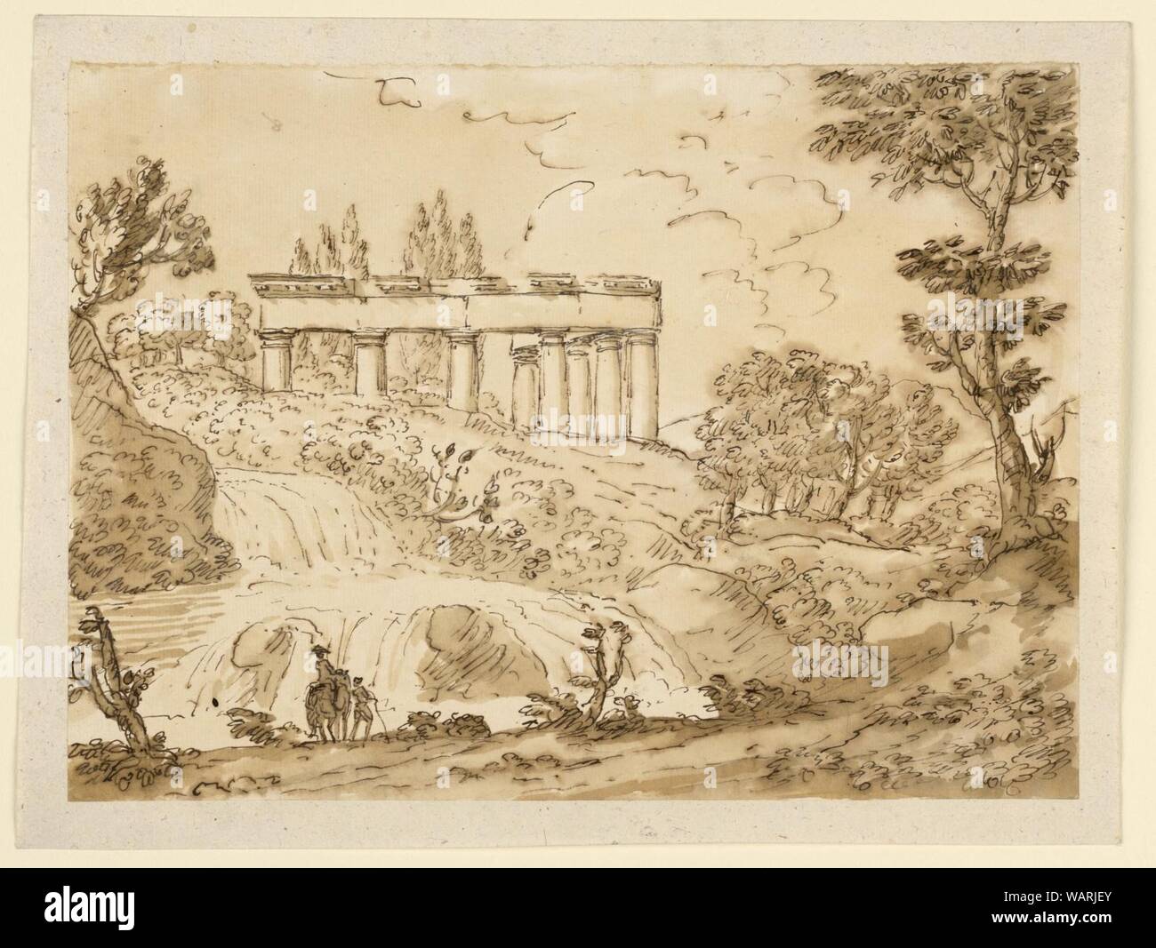 Drawing, Landscape with Temple Ruins, 1770–1786 Stock Photo