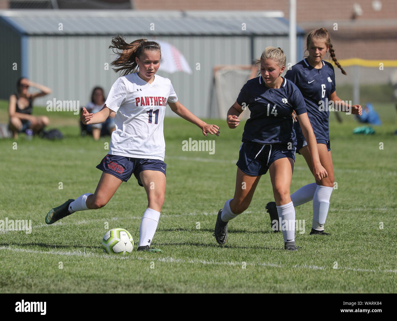 Girls soccer action with Lake City High School vs. Coeur d'Alene