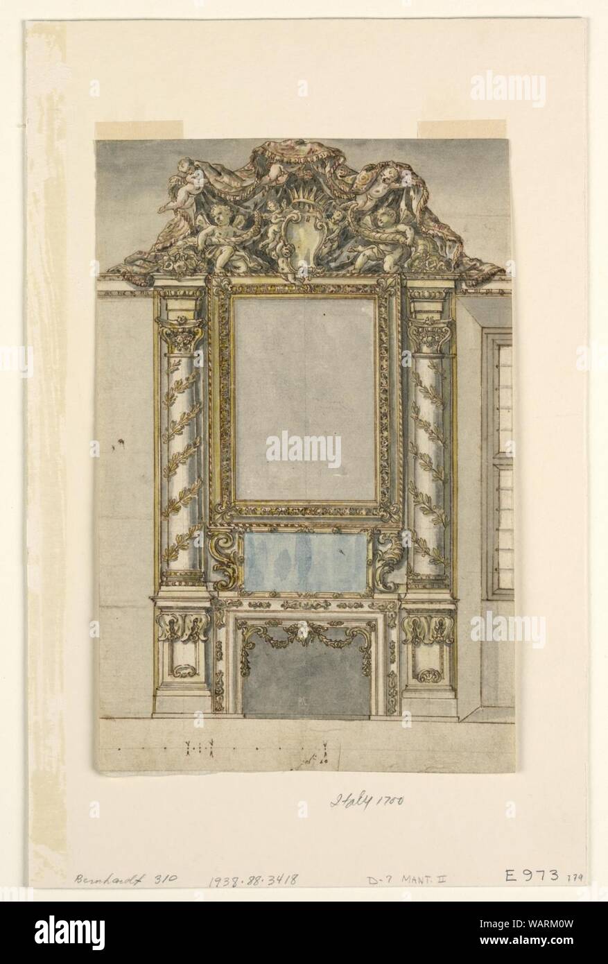 Drawing, Mantelpiece, ca. 1700 Stock Photo Alamy
