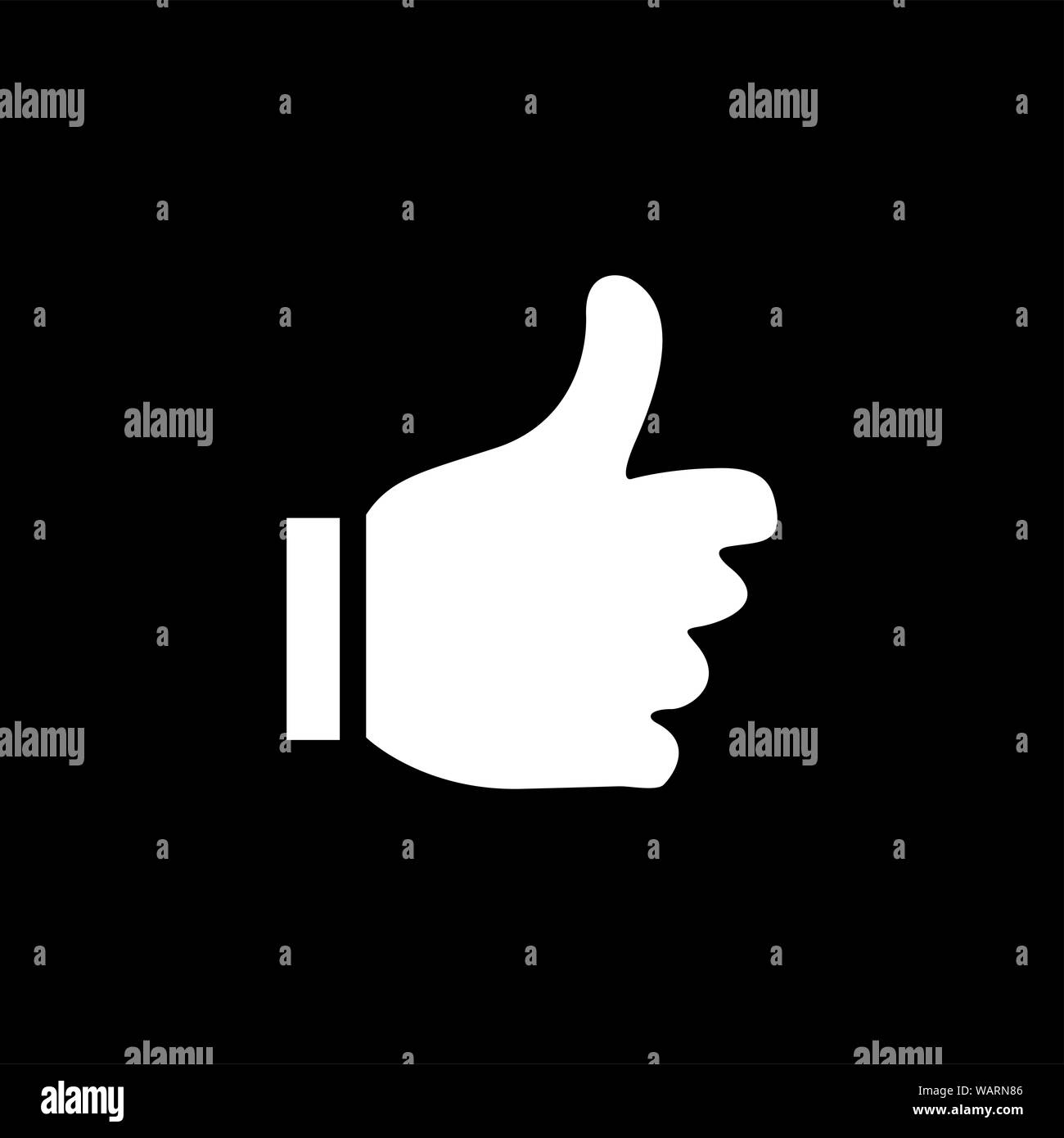 Thumbs up Icon On Black Background. Black Flat Style Vector ...