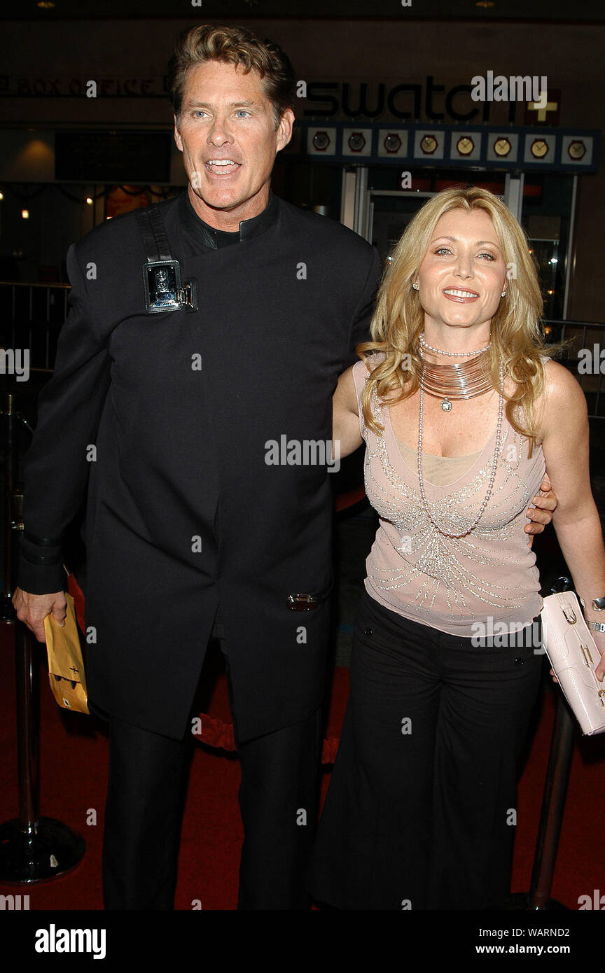 David Hasselhoff and wife Pamela at the Los Angeles Premiere of 'Be Cool' held at Grauman's Chinese Theater in Hollywood, CA. The event took place on Monday, February 14, 2005.  Photo by: SBM / PictureLux - All Rights Reserved  - File Reference # 33855-995SBMPLX Stock Photo
