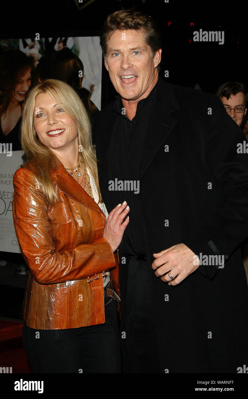 David Hasselhoff and Wife Pamela Bach at the World Premiere of 'The Wedding Date' held at the Universal Amphitheatre, Universal Studios Hollywood, Universal City, CA. The event took place on Thursday, January 27, 2005.  Photo by: SBM / PictureLux - All Rights Reserved  - File Reference # 33855-994SBMPLX Stock Photo