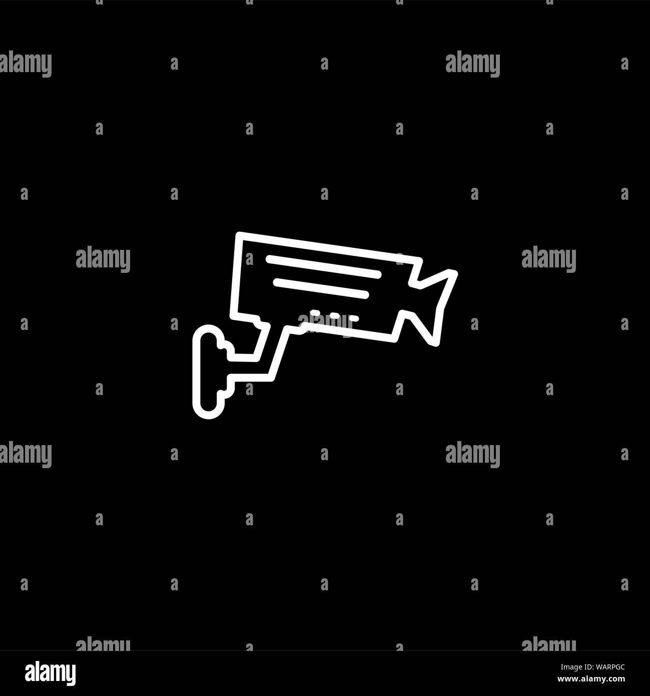 Security Camera Line Icon On Black Background. Black Flat Style Vector ...