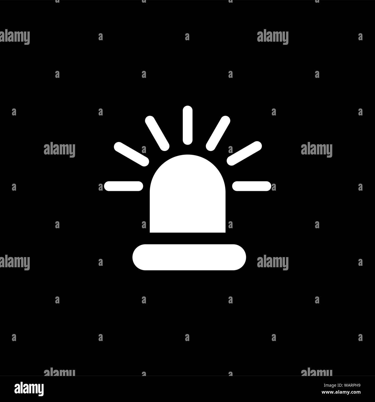 Siren Light Icon On Black Background. Black Flat Style Vector Illustration Stock Photo