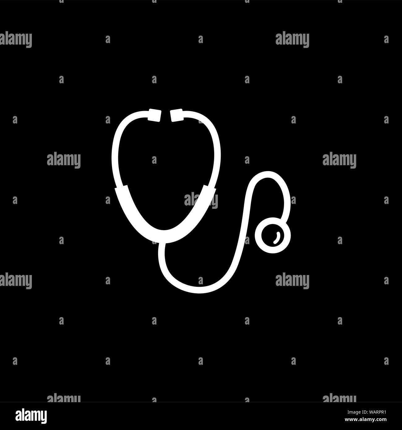 Stethoscope Icon On Black Background. Black Flat Style Vector ...