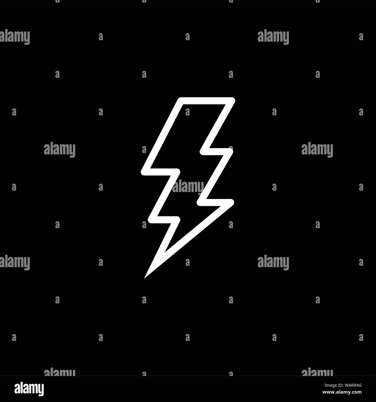 Thunderbolt Line Icon On Black Background. Black Flat Style Vector ...