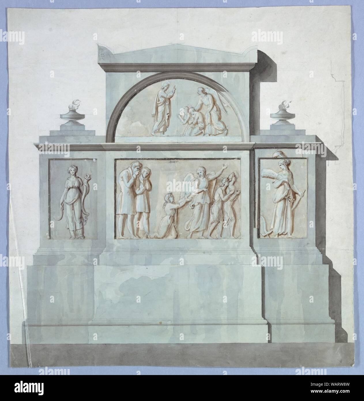 Drawing, Project for a sepulchral monument. With alternative