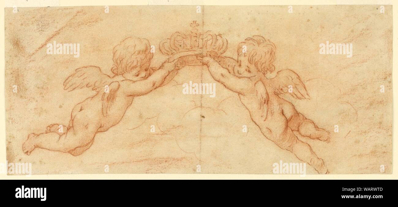 Drawing, Putti with Crown, 16501850 Stock Photo Alamy