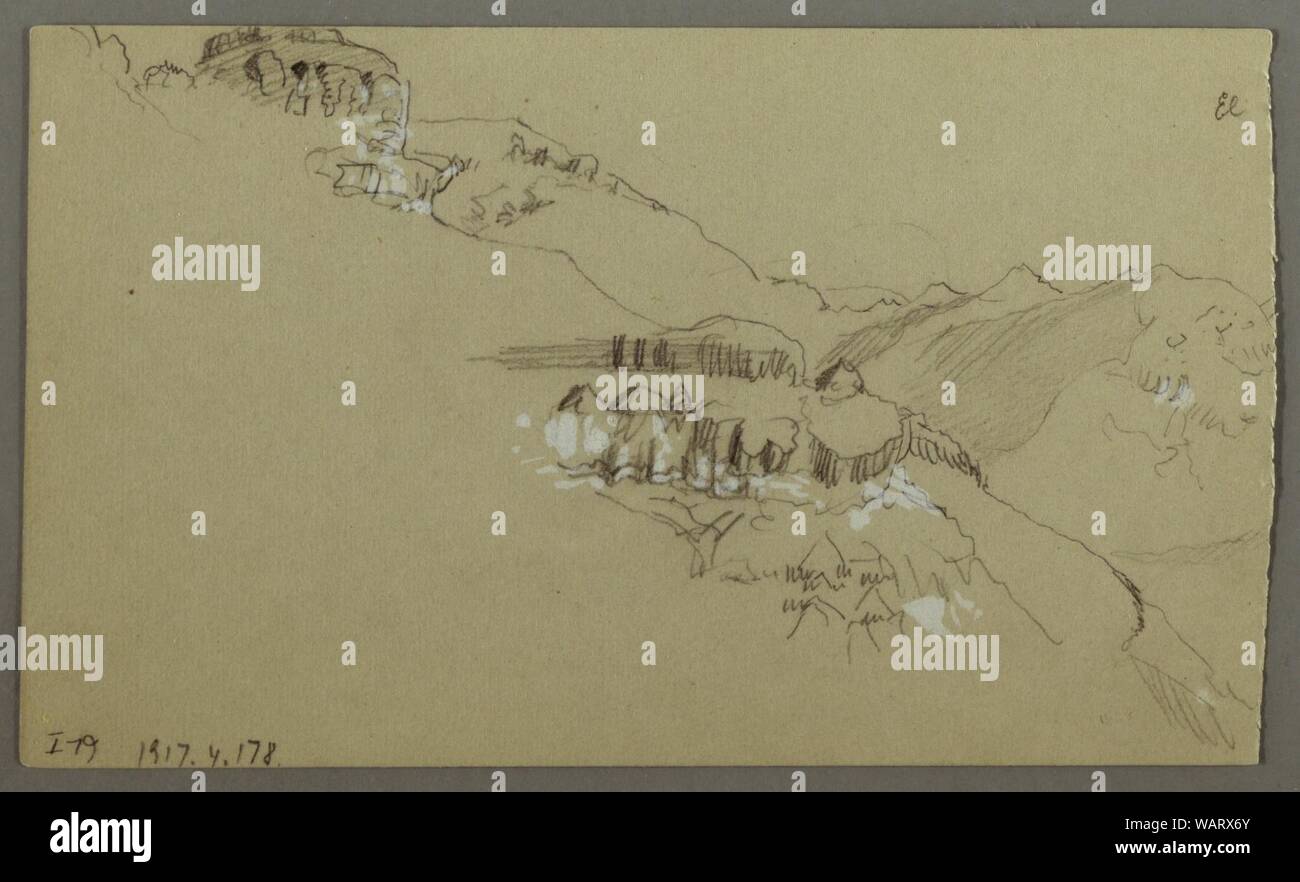 Drawing, Right Part of a Sketch of El Yemen Valley, Arabia- Distant
