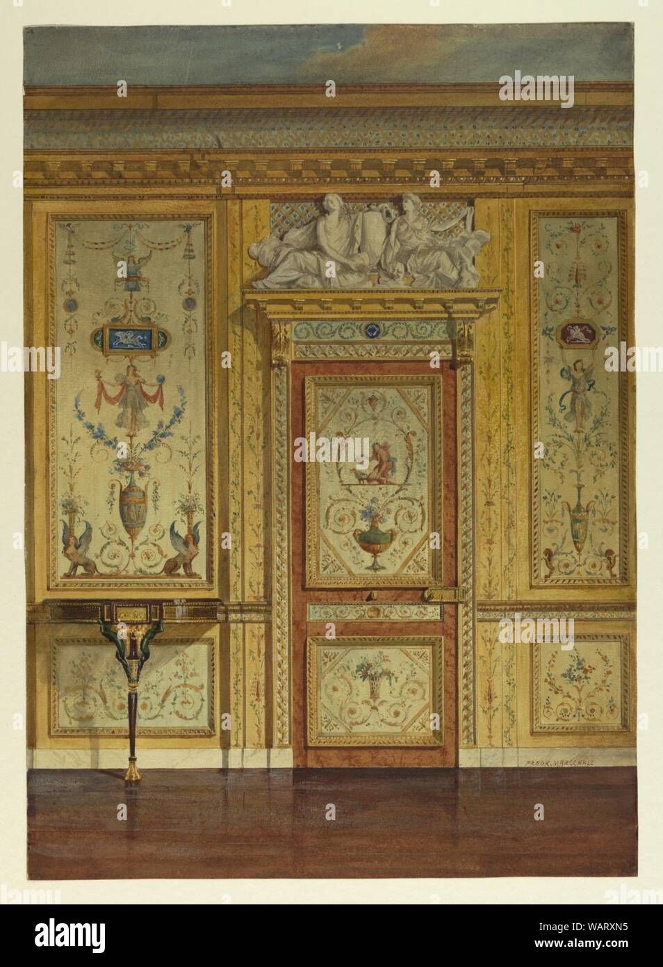 Drawing Section Of Wall Bedroom Of Marie Antoinette