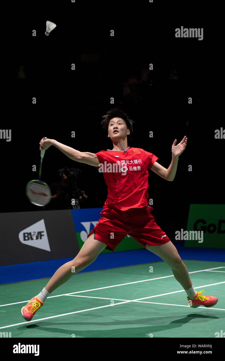 Basel, Switzerland. 21st Aug, 2019. Chen Yu Fei of China during the BWF  World Badminton Championships 2019, Women's Singles Round at the St.  Jakobshalle in Basel, Switzerland, on August 21, 2019. Credit: