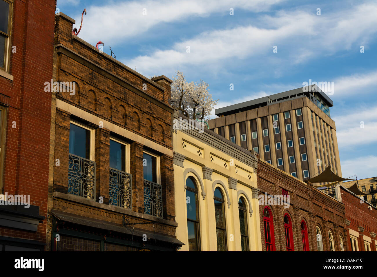 Downtown architecture in Market Square. Knoxville, Tennessee, USA Stock