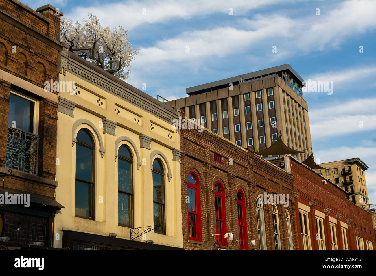 Downtown architecture in Market Square. Knoxville, Tennessee, USA Stock
