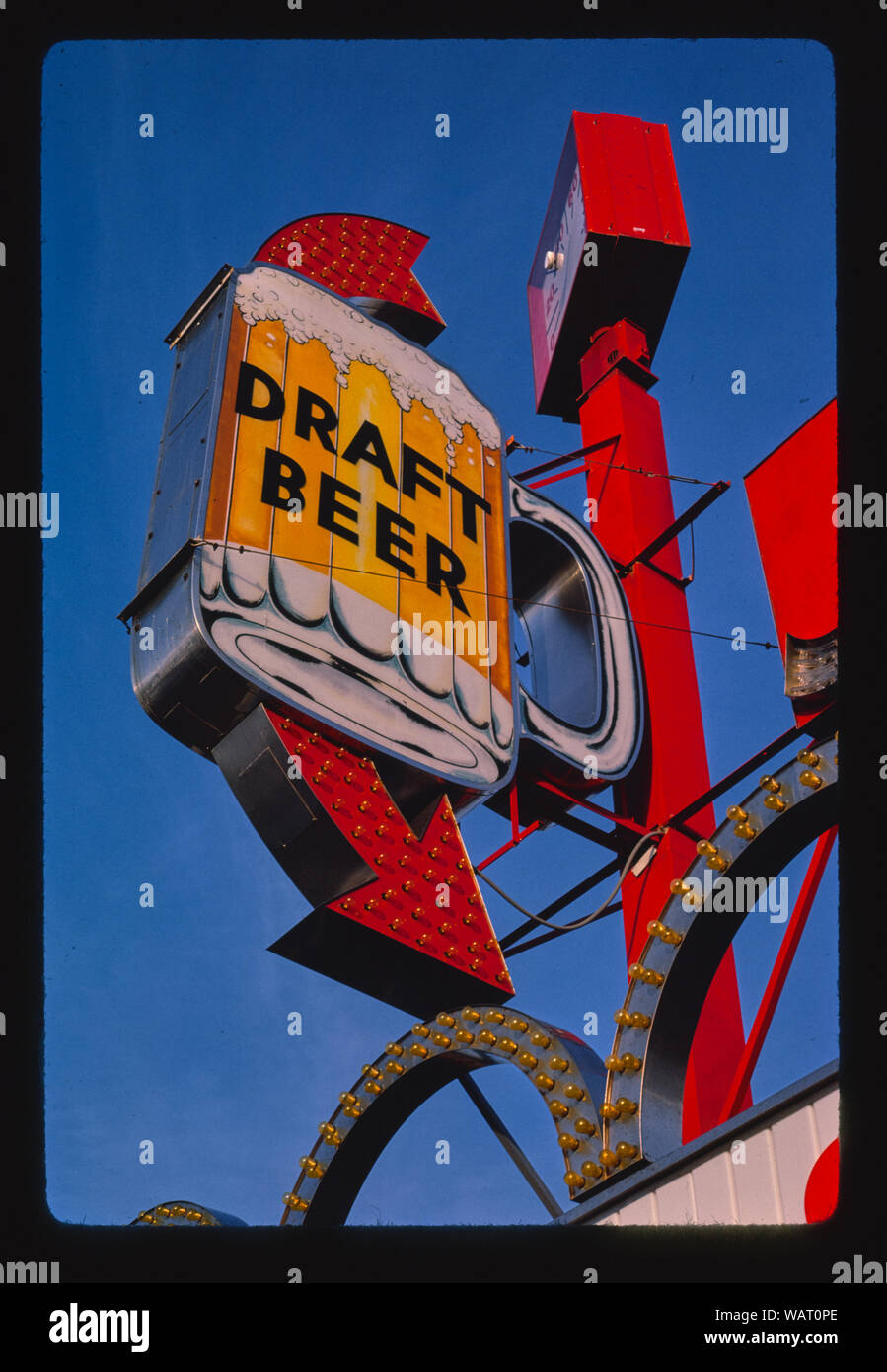 Draft beer sign, Seaside Heights, New Jersey Stock Photo
